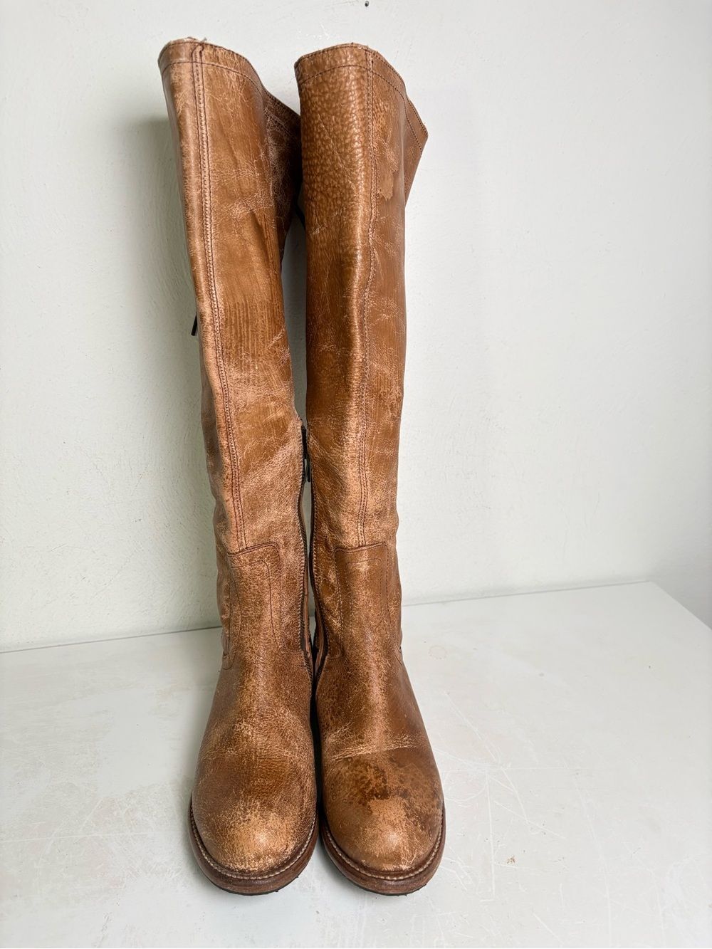 BED STU Surrey Tall Leather Lace Up Corset Boot Caramel Sz 9.5 - Picture 12 of 16